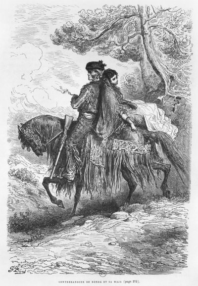 Spanish Contrabandista of Ronda and his Maja, engraved by Felix Jean Gauchard by Gustave Dore